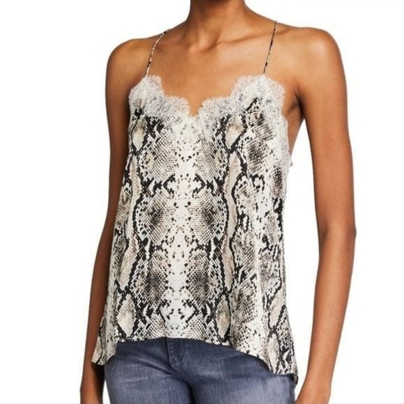 Cami NYC 100% Silk The  Racer Charmeuse Snake Tank Romantic Top  Going Out Sz M - Picture 4 of 16